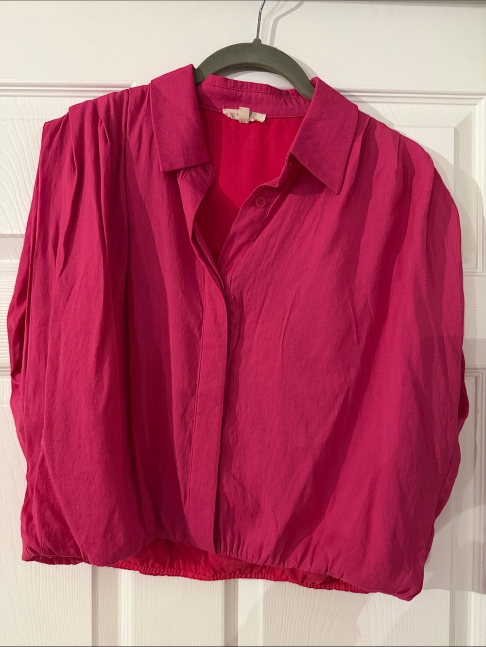 easel Hot Pink Button-Front Collared Blouse